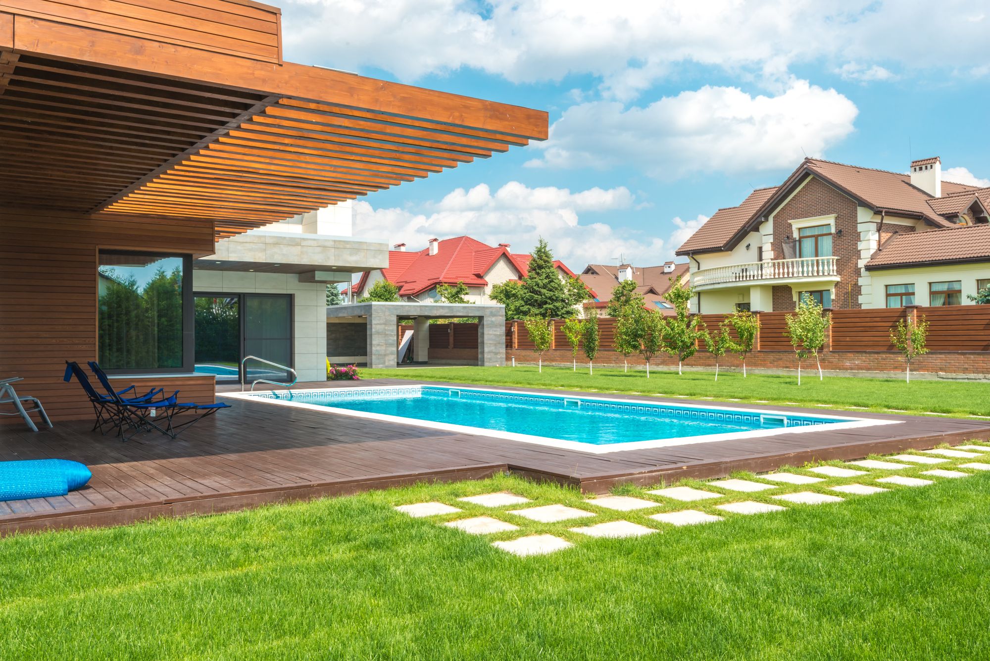 Clean residential swimming pool