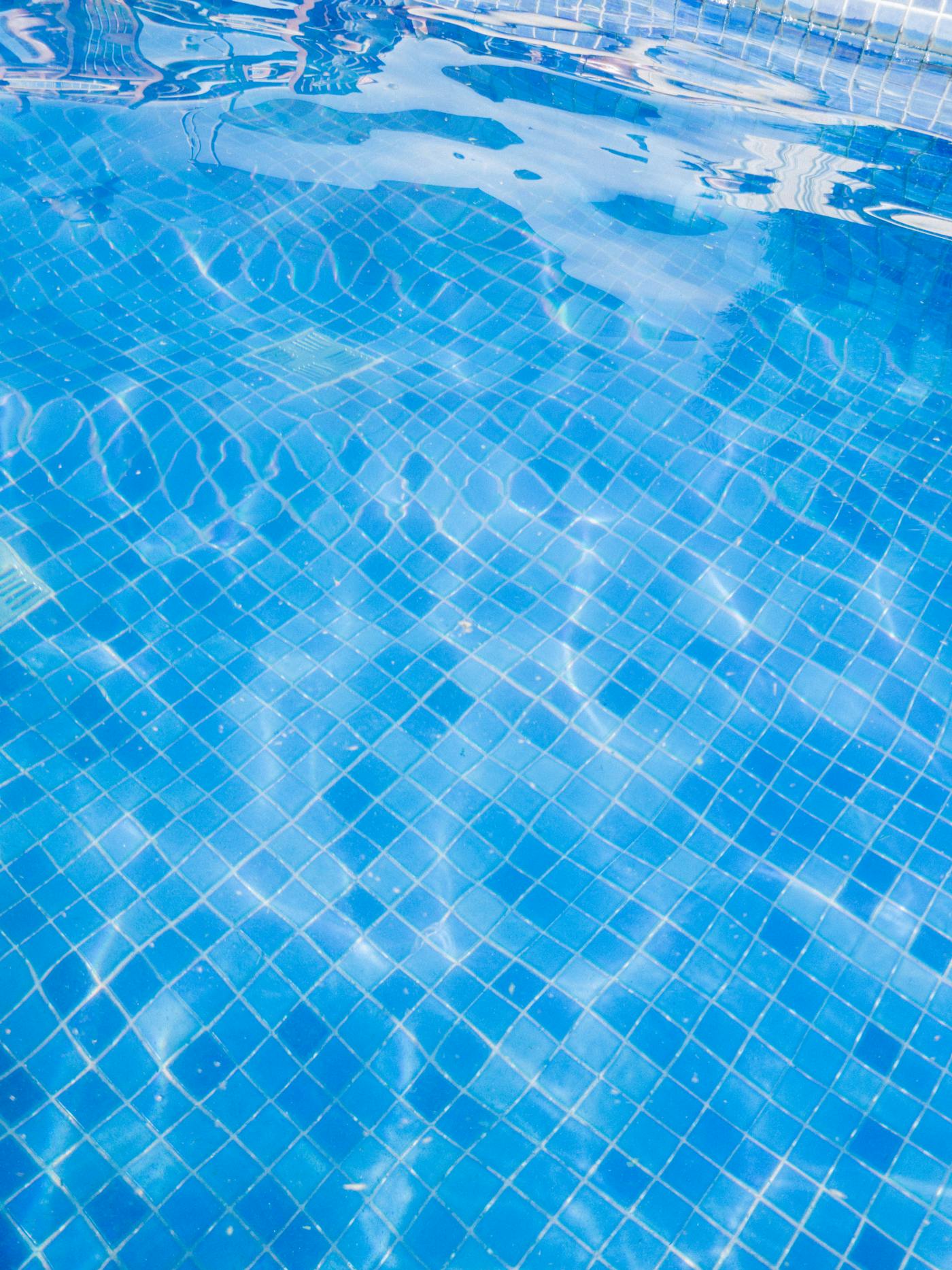 Clean blue pool tiles